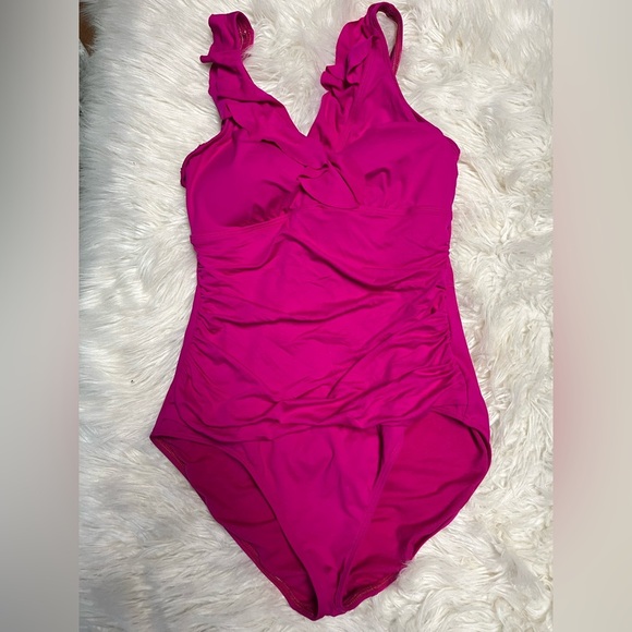 Lauren Ralph Lauren Other - lauren ralph lauren Hot Pink One Piece Size 12 Ruffled Top Underwired